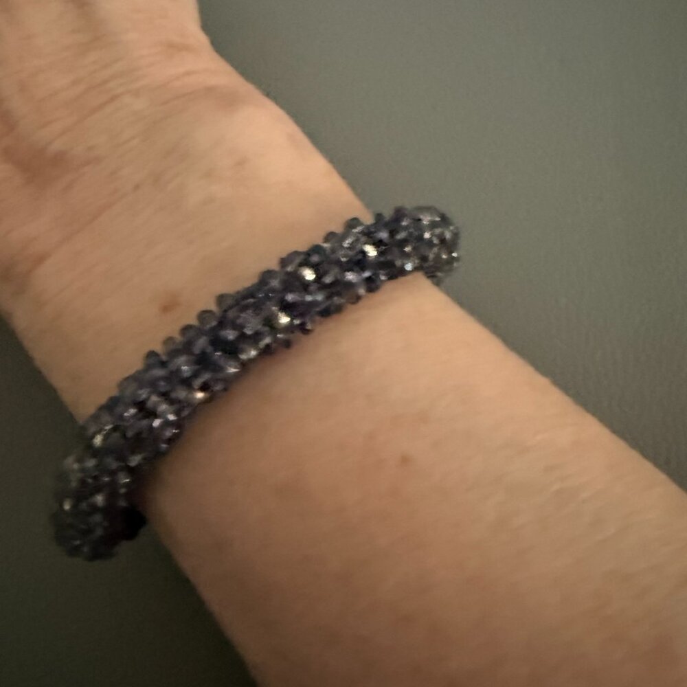 Meredith Frederick sterling and grey/purplish semiprecious stone beaded bracelet